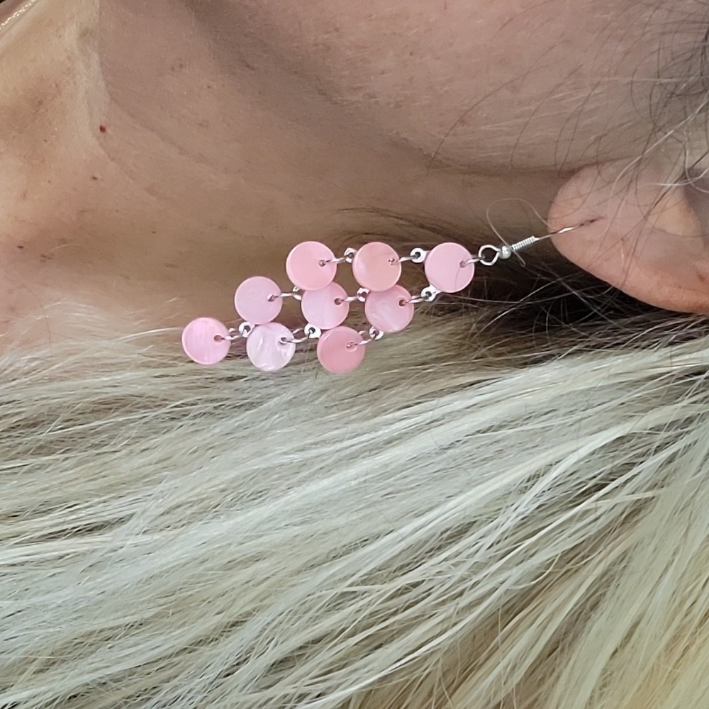 Pearly Pink Chandelier Drop Earrings 24$